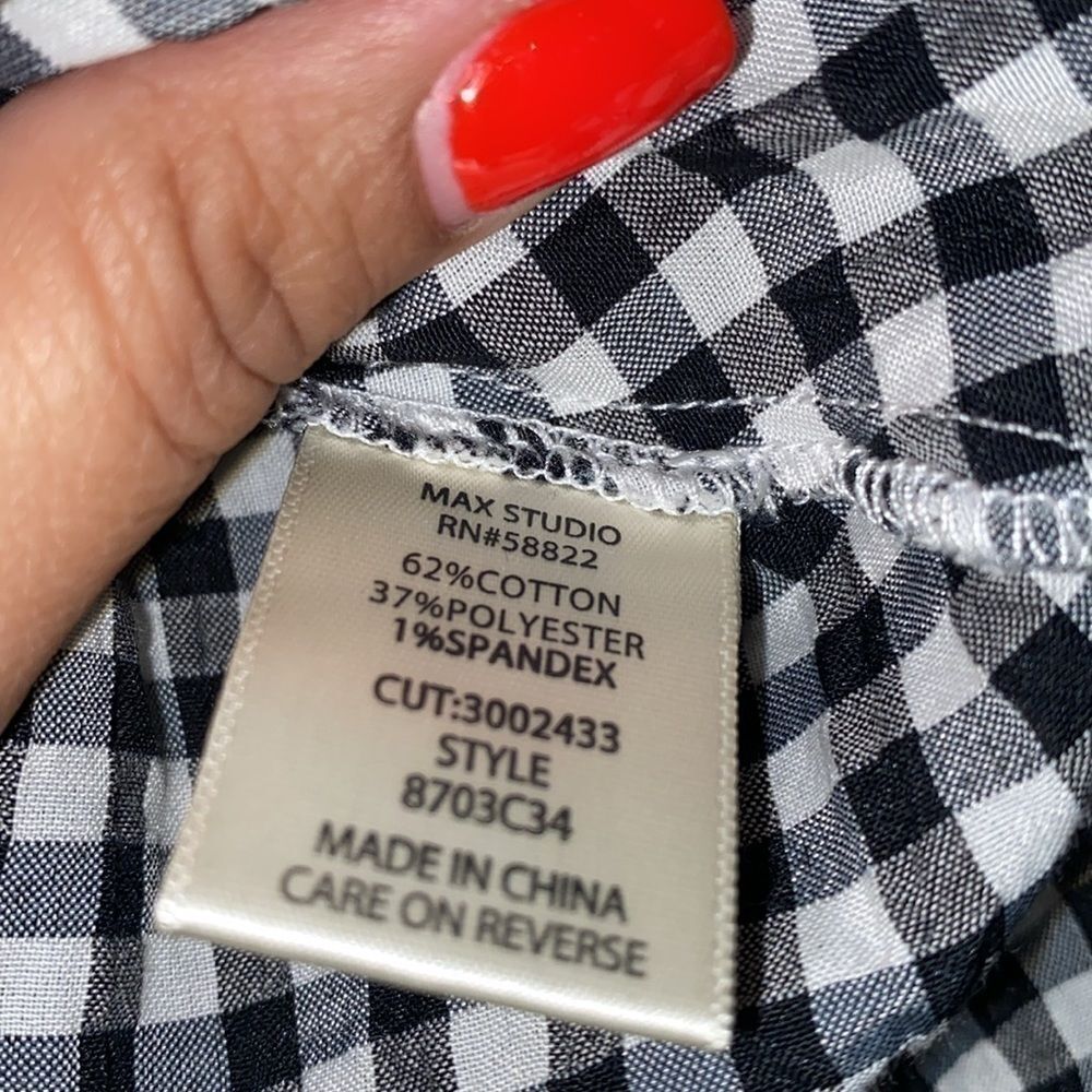 Max Studio Wrap Gingham Fall Blouse S​​​​​​​​​​​​​​​​​​​ - Picture 5 of 7